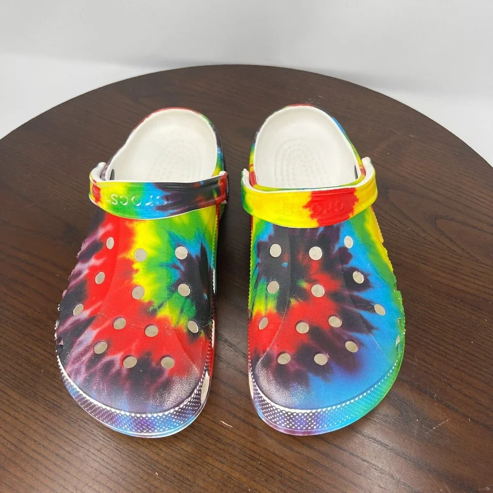 Crocs Baya‎ Clog Shoes Men's 9 Multicolor Tie Dye Slip On Sandal 206883 / W11